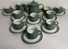 A Denby Regency Green part tea set including tea pot, milk jug and mis-matched sugar bowl- 1