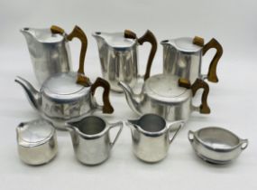 A collection of Picquot Ware including Coffee Pots, teapot, creamer jug etc