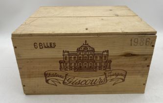 An unopened crate of 6 bottles of Chateau Giscours Margaux 1986