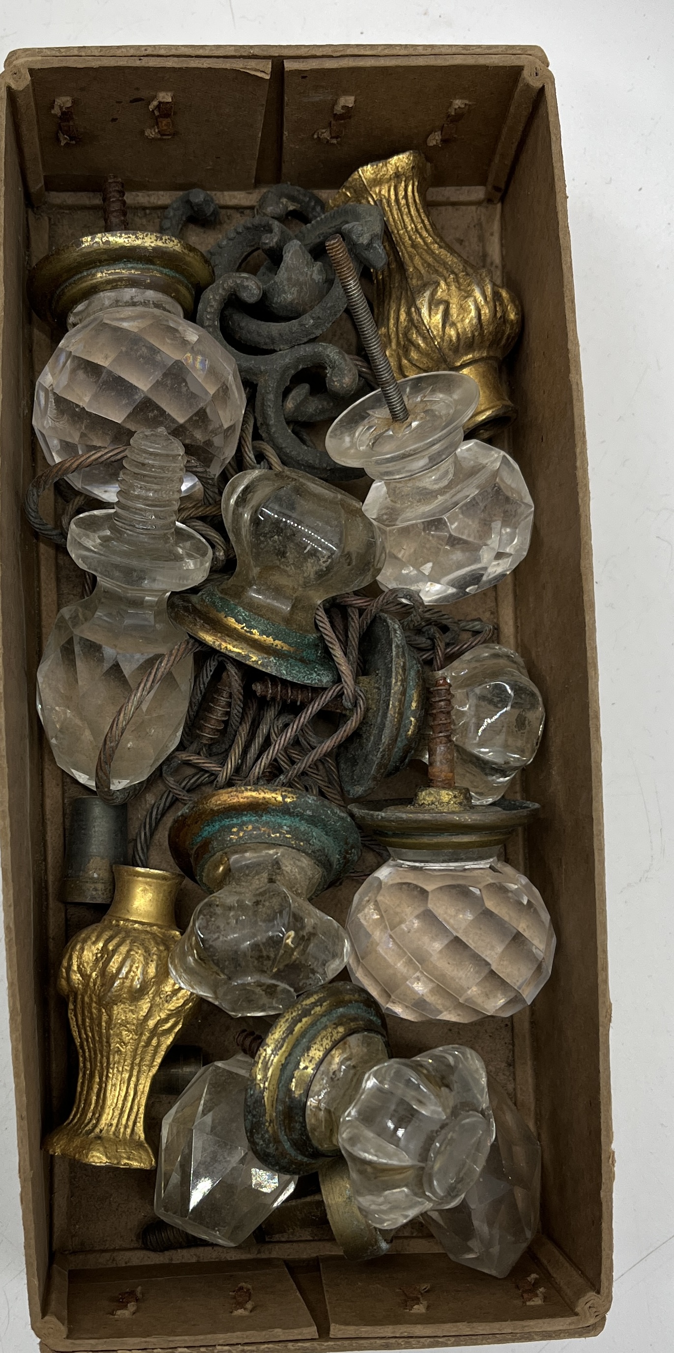 An assortment of items including antique folding set of coat hooks, ink well, lead figure, glasses - Image 2 of 7