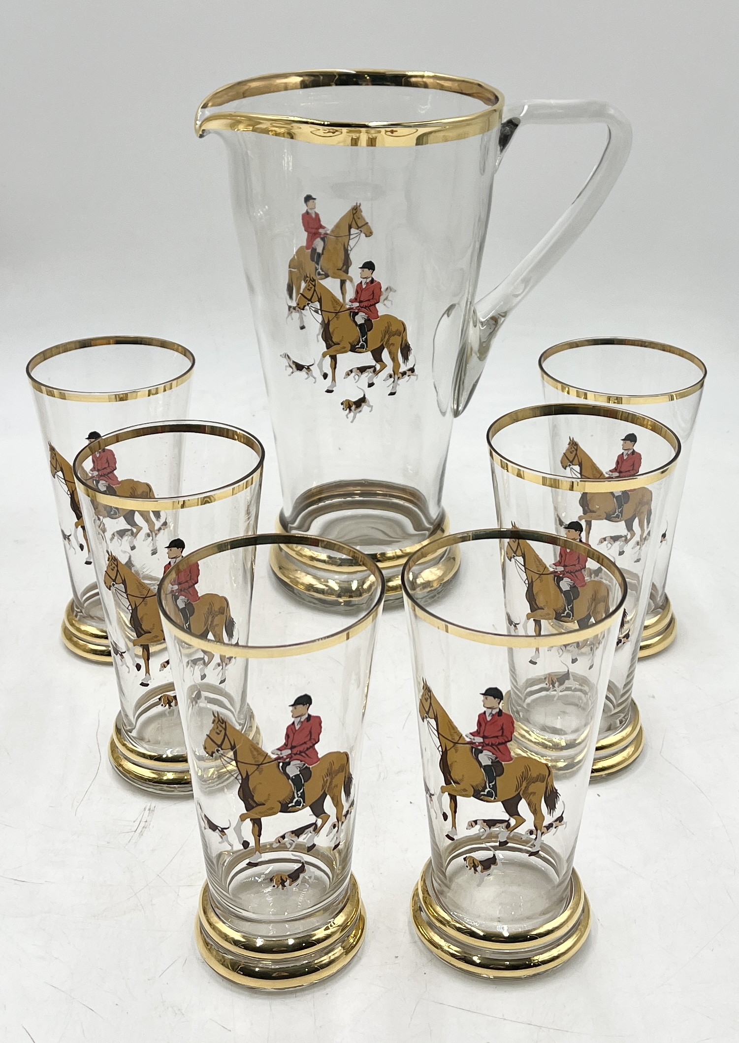 A gilt glass jug and six glasses along with a Sadler's teapot, sugar bowl and jug all decorated with - Image 5 of 5