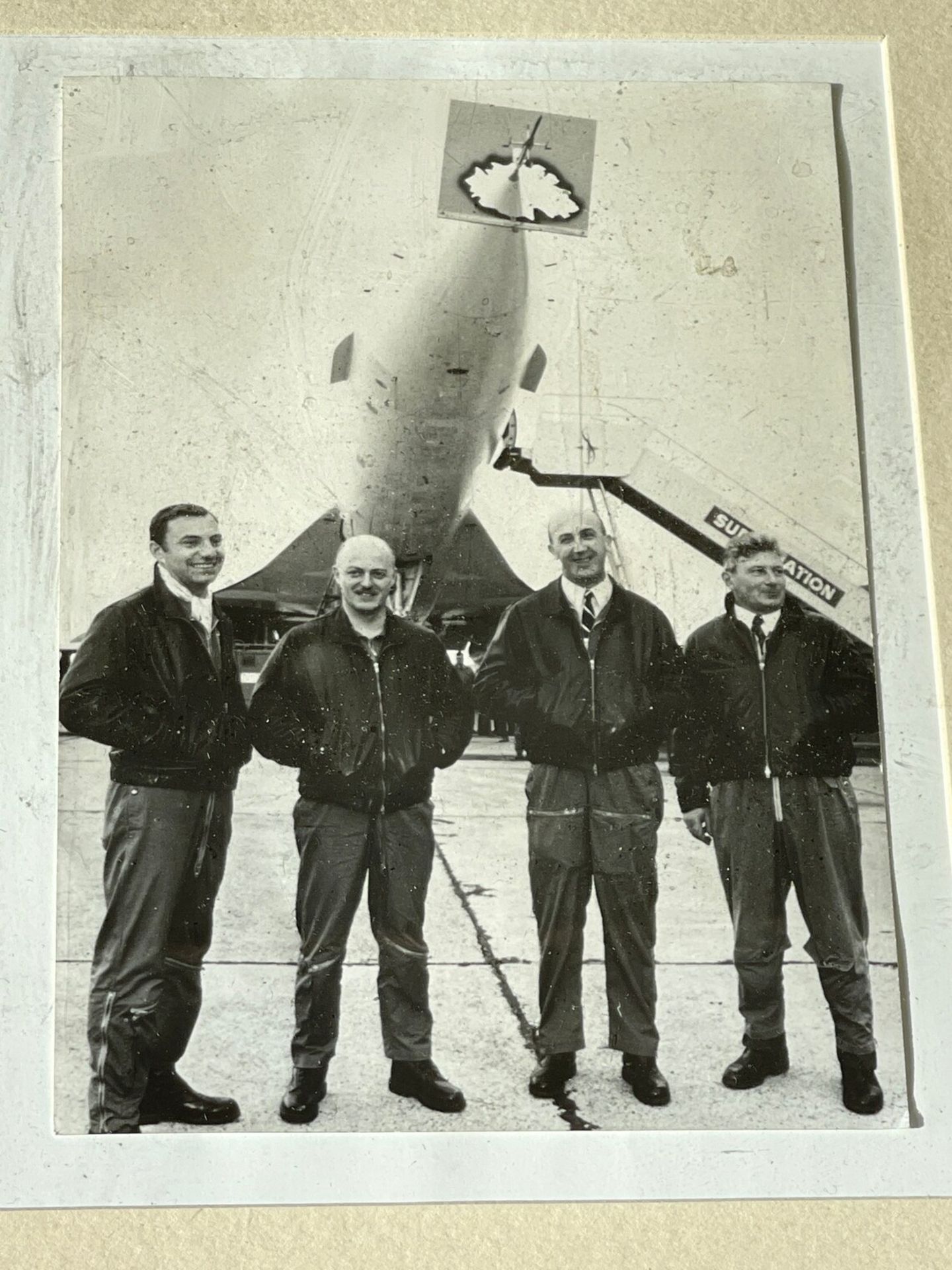 Very collectible picture frame of Air France's original crew members including the chief pilot