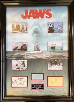 ROBERT SHAW ROY SCHEIDER RICHARD DREYFUSS JAWS SIGNED MONTAGE AFTAL