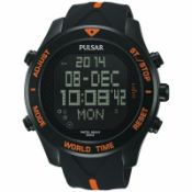Pulsar Gents Digital Rubber Strap Multi-Function Sports Watch PQ2037 replace battery
