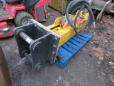 EXCAVATOR MOUNTED HYDRAULIC BREAKER ON 65MM PINS WITH A NEW POINT FITTED.