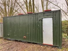 20FT SECURE STORAGE CONTAINER WITH ROOF VENTS AND SIDE ENTRANCE DOOR. INCLUDES SOME INSULATION AS S