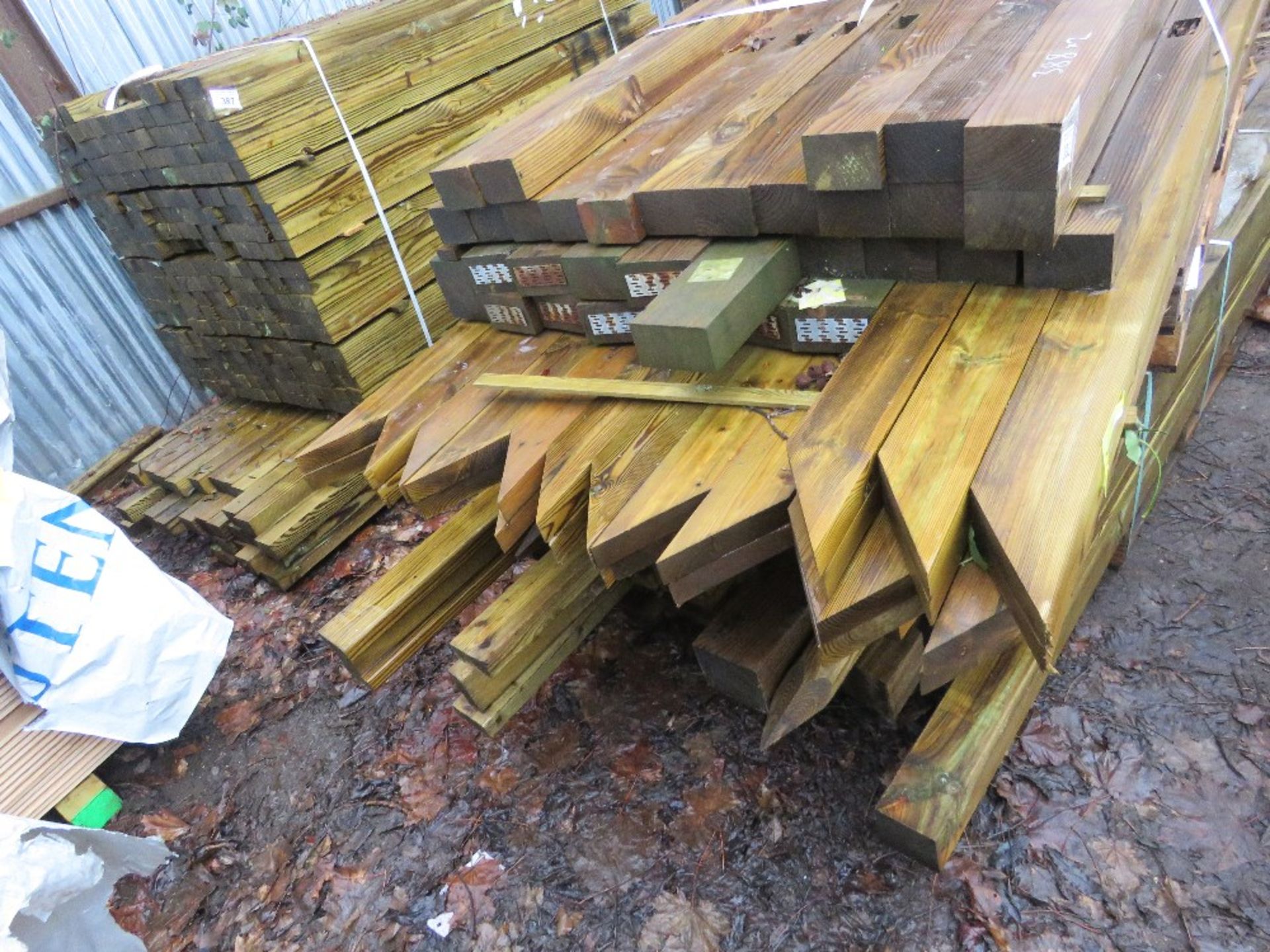 2 X PALLETS OF ASSORTED TREATED TIMBER FENCING POSTS ETC. - Image 2 of 5