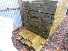 2 X PACKS OF TREATED TIMBER POSTS: 55MM X 50MM @ 1.8M AND 70MM X 55MM @ 2.6M LENGTH APPROX.