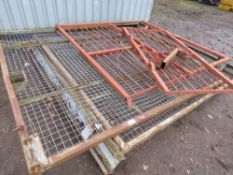 PAIR OF MESH COVERED SITE GATES, 2.5M HEIGHT X 2.9M WIDTH EACH APPROX PLUS ANOTHER SMALL GATE AND FR