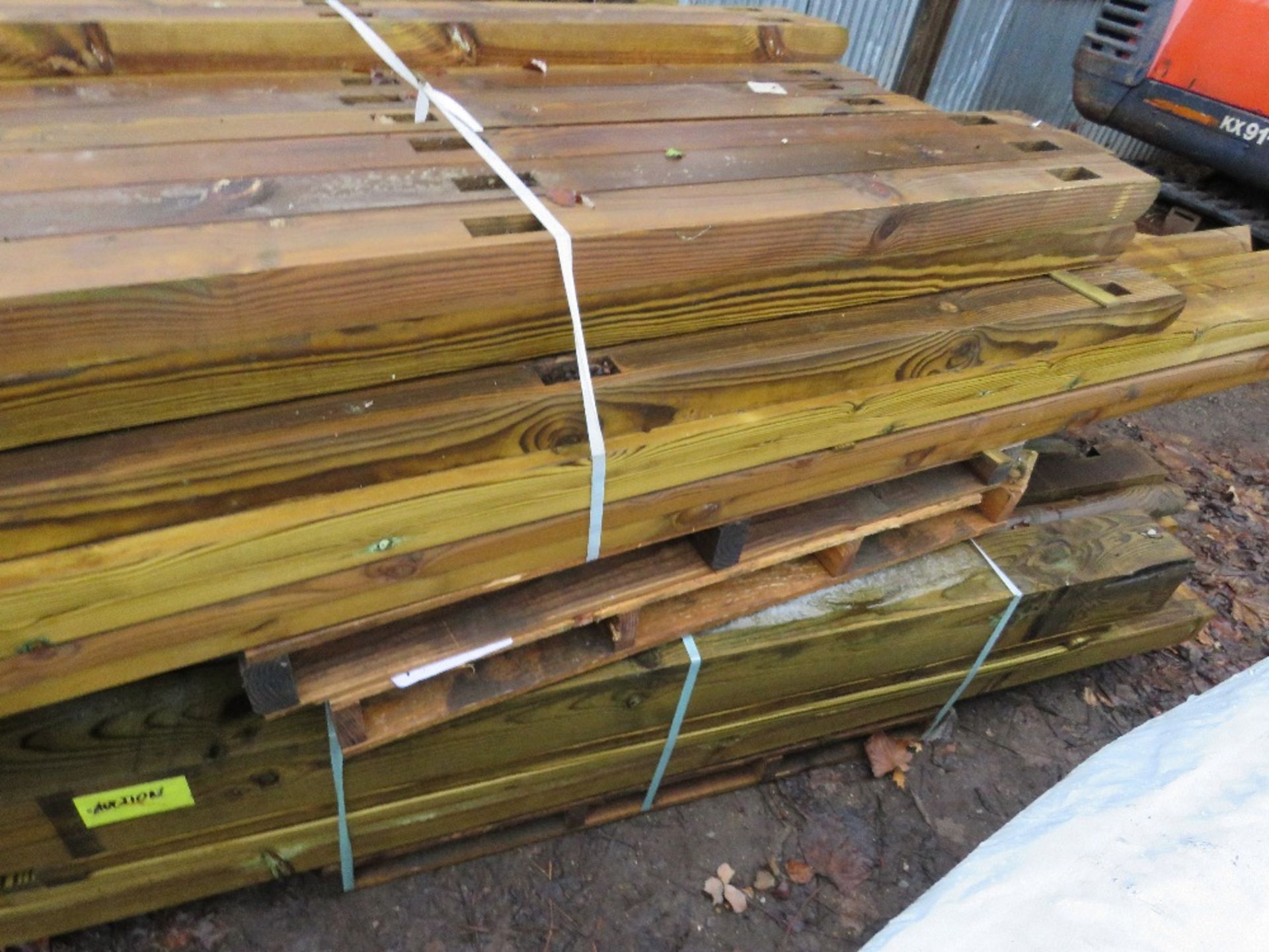 2 X PALLETS OF ASSORTED TREATED TIMBER FENCING POSTS ETC. - Image 5 of 5