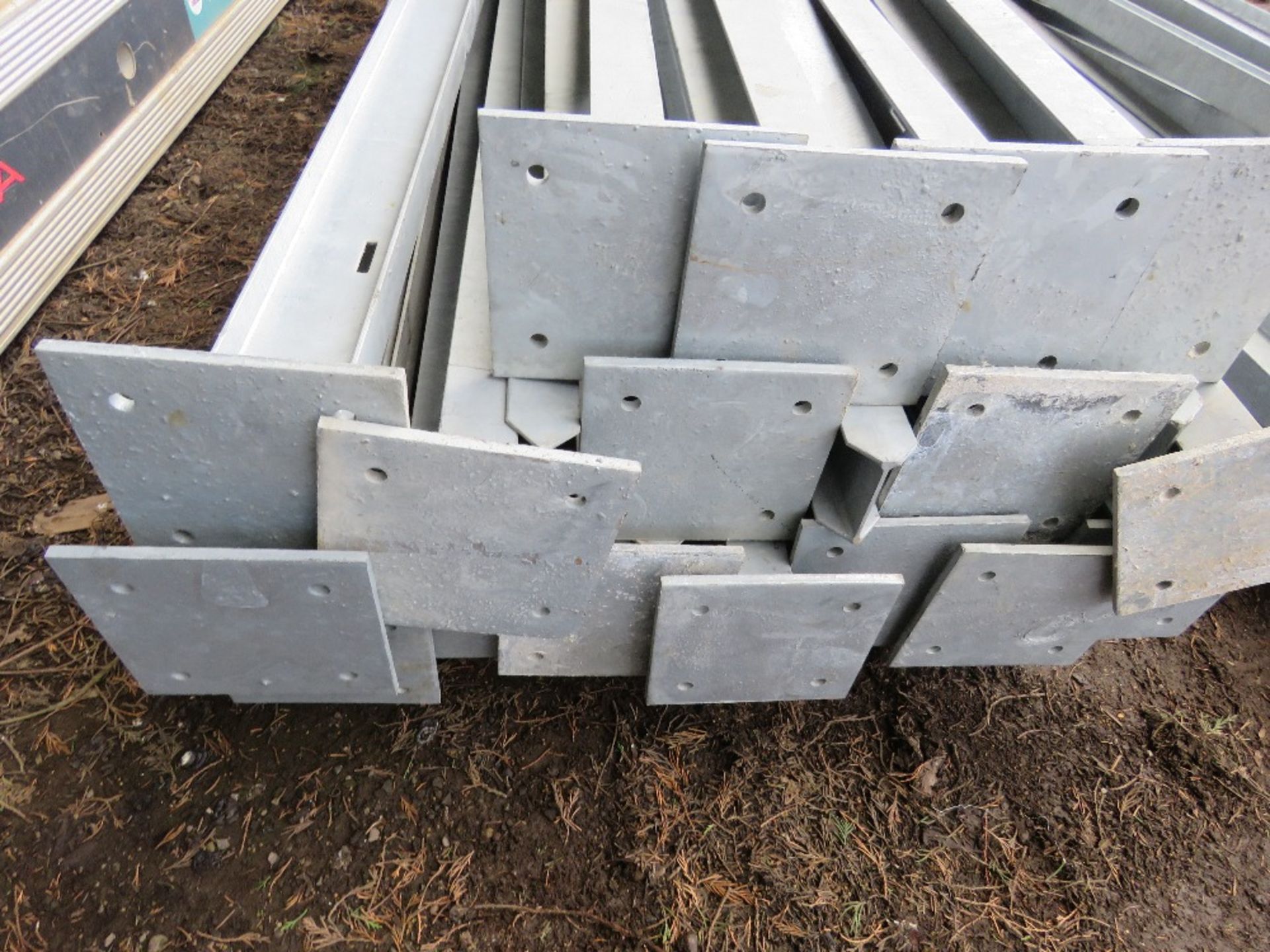 BID INCREMENT NOW £100 !!! STACK OF APPROXIMATELY 32NO GALVANISED BOLT DOWN STEEL FENCE POSTS. - Image 3 of 3