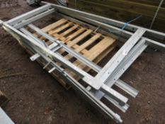 3 X BARE GALVANISED PEDESTRIAN GATE FRAMES, 97CM X 2.35M APPROX, SUITABLE FOR PALLISADE FENCE ETC.