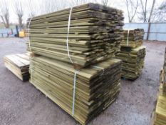 2 X LARGE PACKS OF TREATED SHIPLAP TIMBER CLADDING BOARDS: 1.83M AND 1.73M LENGTH X 100MM WIDTH APPR