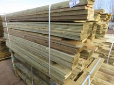 LARGE PACK OF FEATHER EDGE PRESSURE TREATED CLADDING BOARDS. 1.65-1.9M MIXED LENGTH X 100MM WIDTH AP