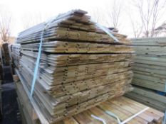 LARGE PACK OF PRESSURE TREATED SHIPLAP FENCE CLADDING BOARDS. 1.55M LENGTH X 100MM WIDTH APPROX.