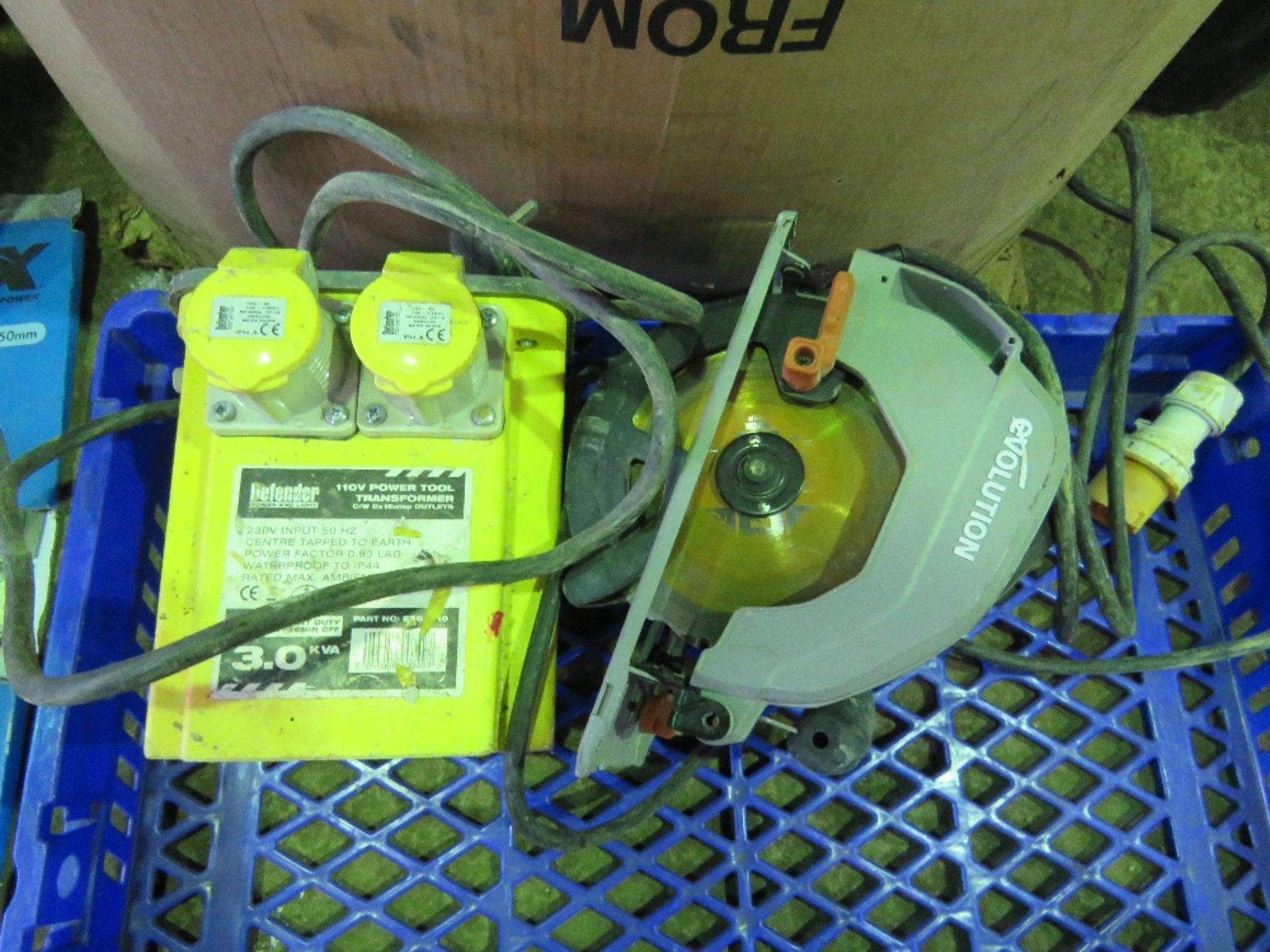 CIRCULAR SAW AND TRANSFORMER, 110VOLT. COMPANY LIQUIDATION STOCK. THIS LOT IS SOLD UNDER THE AUCTI - Image 2 of 2