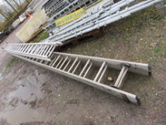 ROOF LADDER PLUS 2 STAGE ALI LADDER 12FT AND 18FT CLOSED LENGTH APPROX. THIS LOT IS SOLD UNDER TH