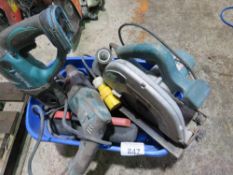 4 X ASSORTED POWER TOOLS: 2 X DRILLS, SANDER AND CIRCULAR SAW.