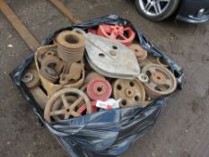 PALLET OF ASSORTED MOTOR/DRIVE PULLEYS. THIS LOT IS SOLD UNDER THE AUCTIONEERS MARGIN SCHEME, THE