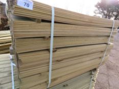 1 X PALLETOF HIT AND MISS TYPE PRESSURE TREATED CLADDING BOARDS. 1.14M LENGTH X 100MM WIDTH APPROX.