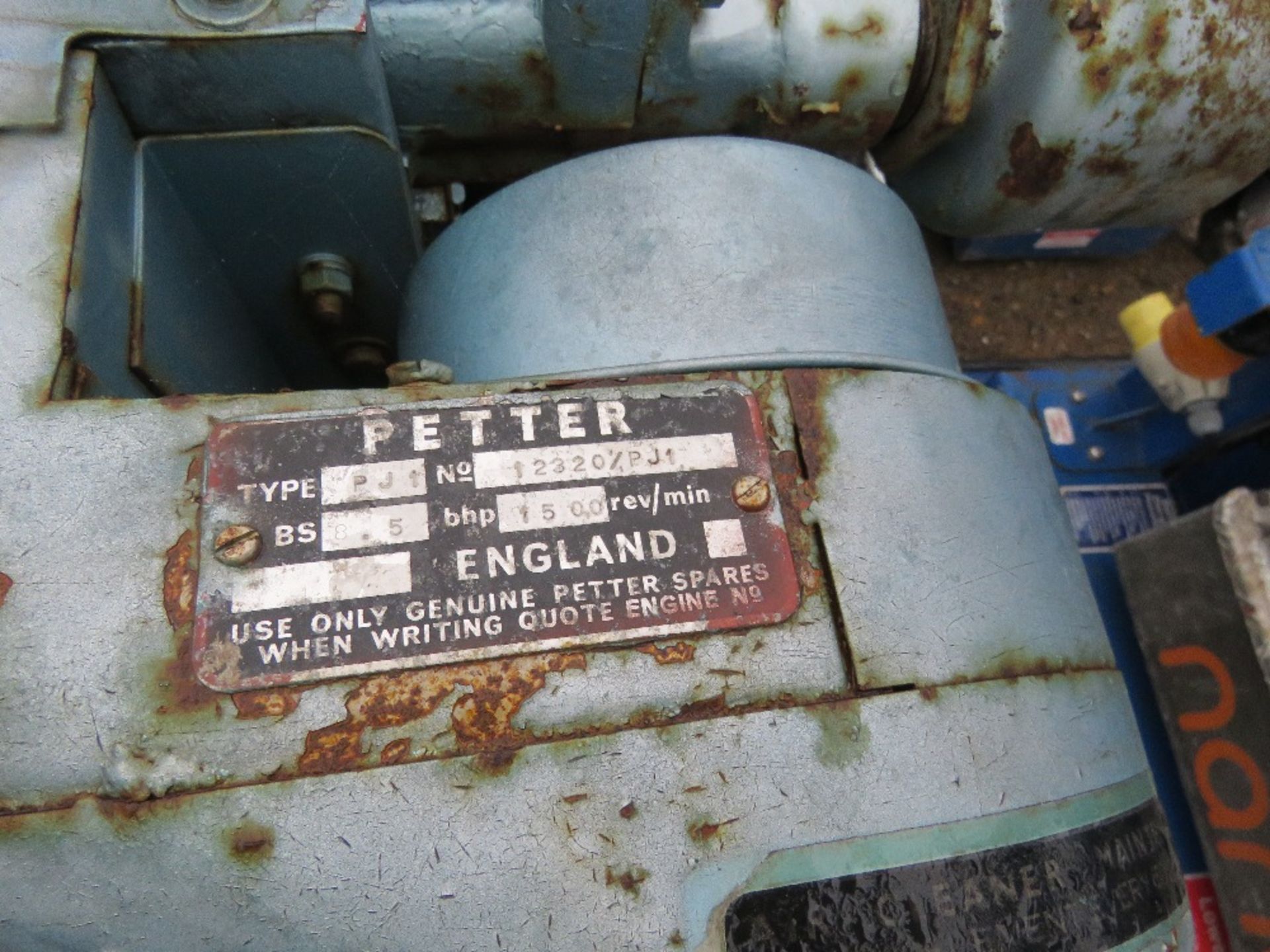 PETTER DIESEL ENGINED 4.9KW GENERATOR SET. - Image 6 of 8