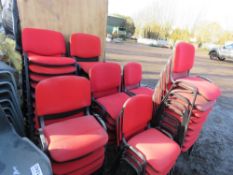 APPROXIMATELY 45NO FABRIC COVERED CHAIRS, MAINLY RED.