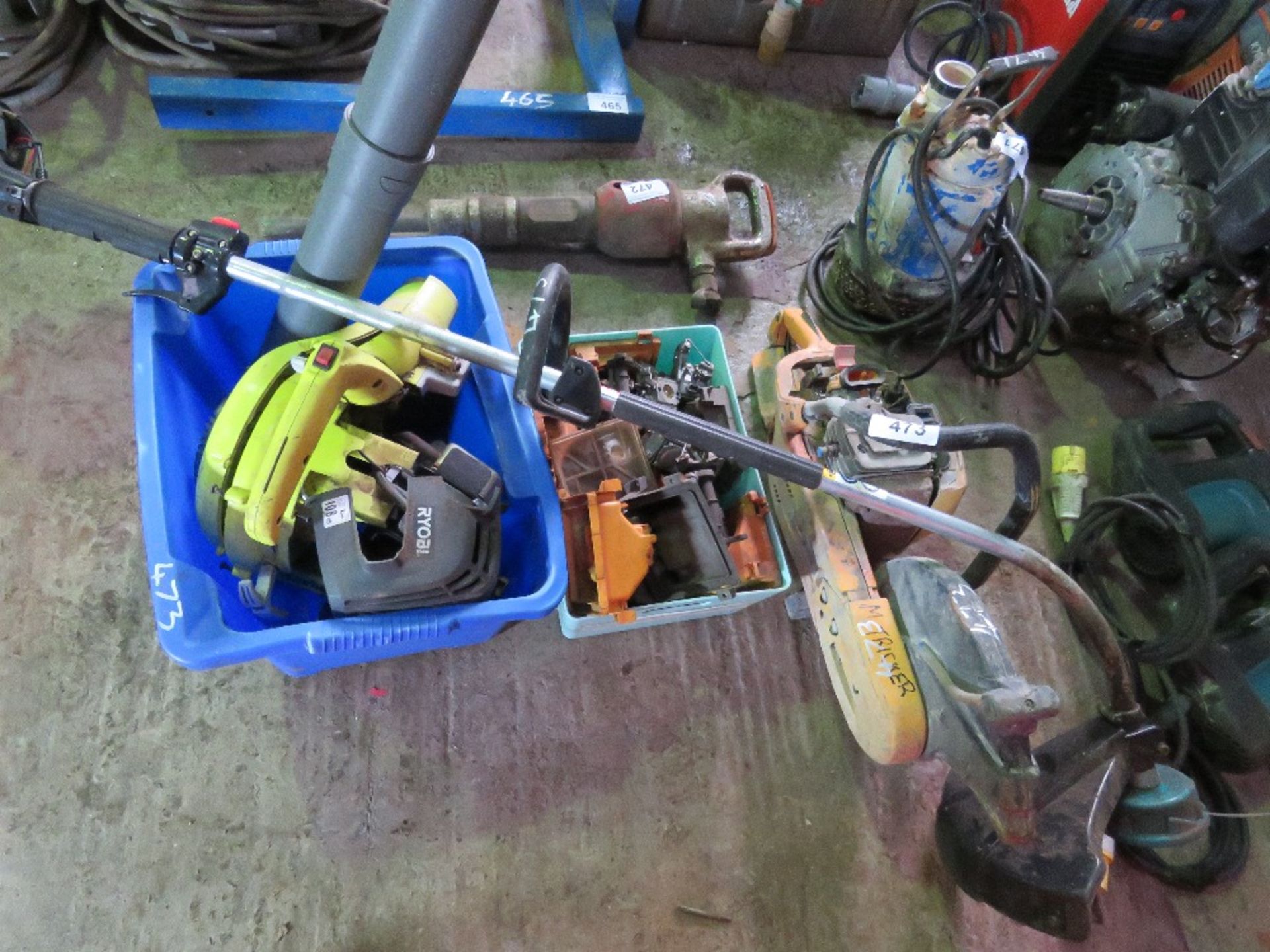 STRIMMER PLUS ASSORTED PETROL SAW PARTS. THIS LOT IS SOLD UNDER THE AUCTIONEERS MARGIN SCHEME, TH