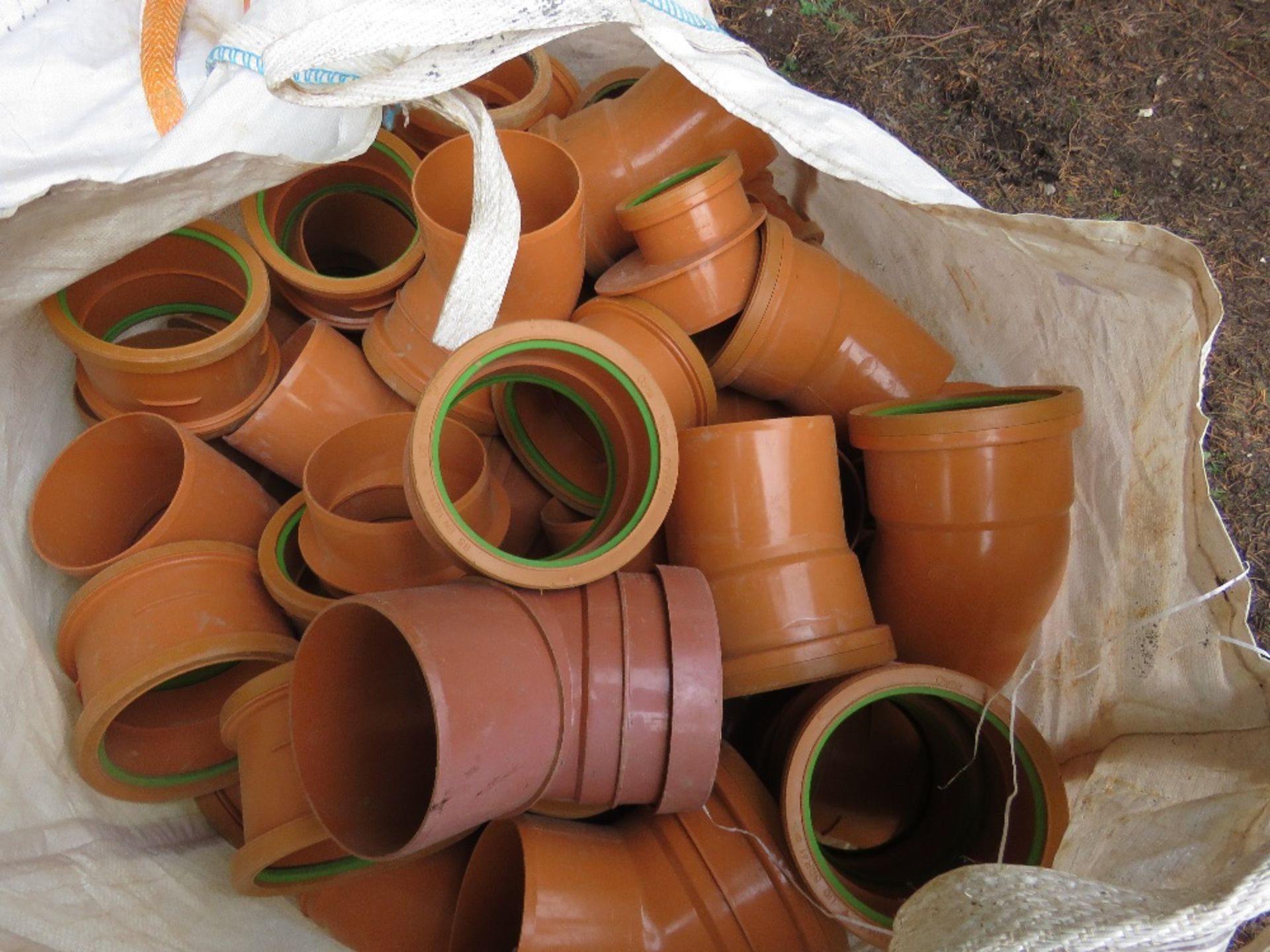 2 X BULK BAGS CONTAINING ASSORTED ORANGE PLASTIC DRAINAGE FITTINGS MAINLY 160MM. DIRECT FROM COMPANY - Image 2 of 5