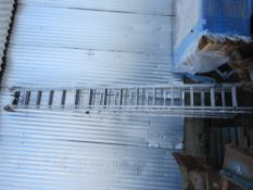 2 STAGE ALUMINIUM LADDER, 4M CLOSED LENGTH APPROX PLUS 2 X SINGLE STAGE LADDERS. SOURCED FROM CO