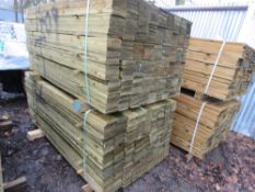 2 X PACKS OF TREATED FEATHER EDGE TIMBER CLADDING BOARDS 1.65M LENGTH X 100MM WIDTH APPROX.