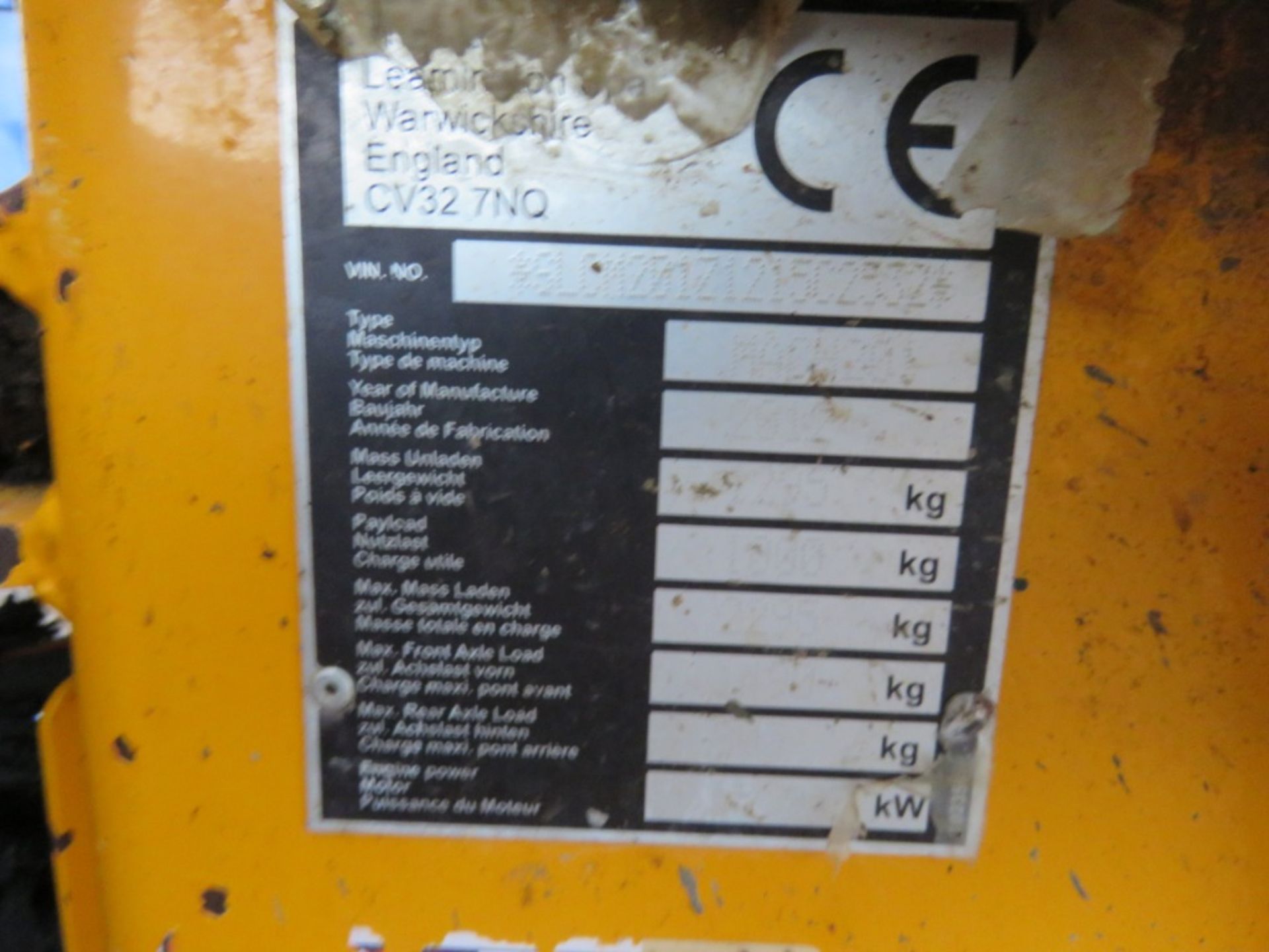 THWAITES ONE TONNE HIGH LIFT SKIP LOADING DUMPER, YEAR 2012, 1733 REC HOURS. - Image 11 of 11