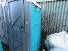 PORTABLE SITE TOILET WITH WASHBASIN AND URINAL CLEANED AND BLUE DETERGENT ADDED READY FOR USE. TH