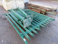 2 X GREEN PALLISADE SITE GATES PLUS POSTS: SUITABLE FOR 12FT OPENING X 8FT HEIGHT APPROX. THIS LO