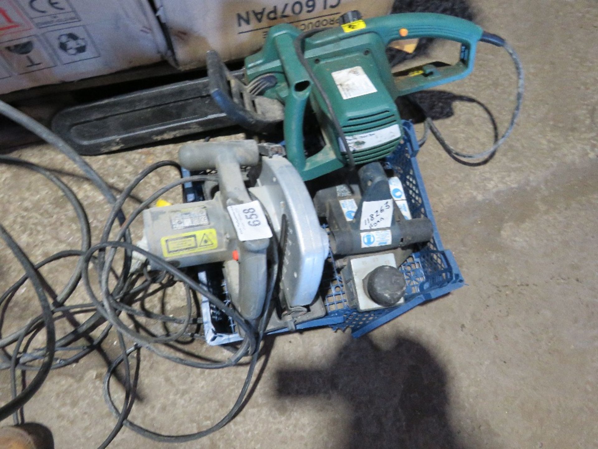 3 X POWER TOOLS, 240 VOLT: PLANER, CIRC SAW PLUS A CHAINSAW.