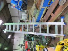 10 RUNG TRIPLE EXTENDING ALUMINIUM LADDER. THIS LOT IS SOLD UNDER THE AUCTIONEERS MARGIN SCHEME,