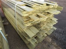 LARGE PACK OF SHIPLAP TYPE PRESSURE TREATED CLADDING BOARDS. 1.45-1.9M MIXED LENGTH X 100MM WIDTH AP