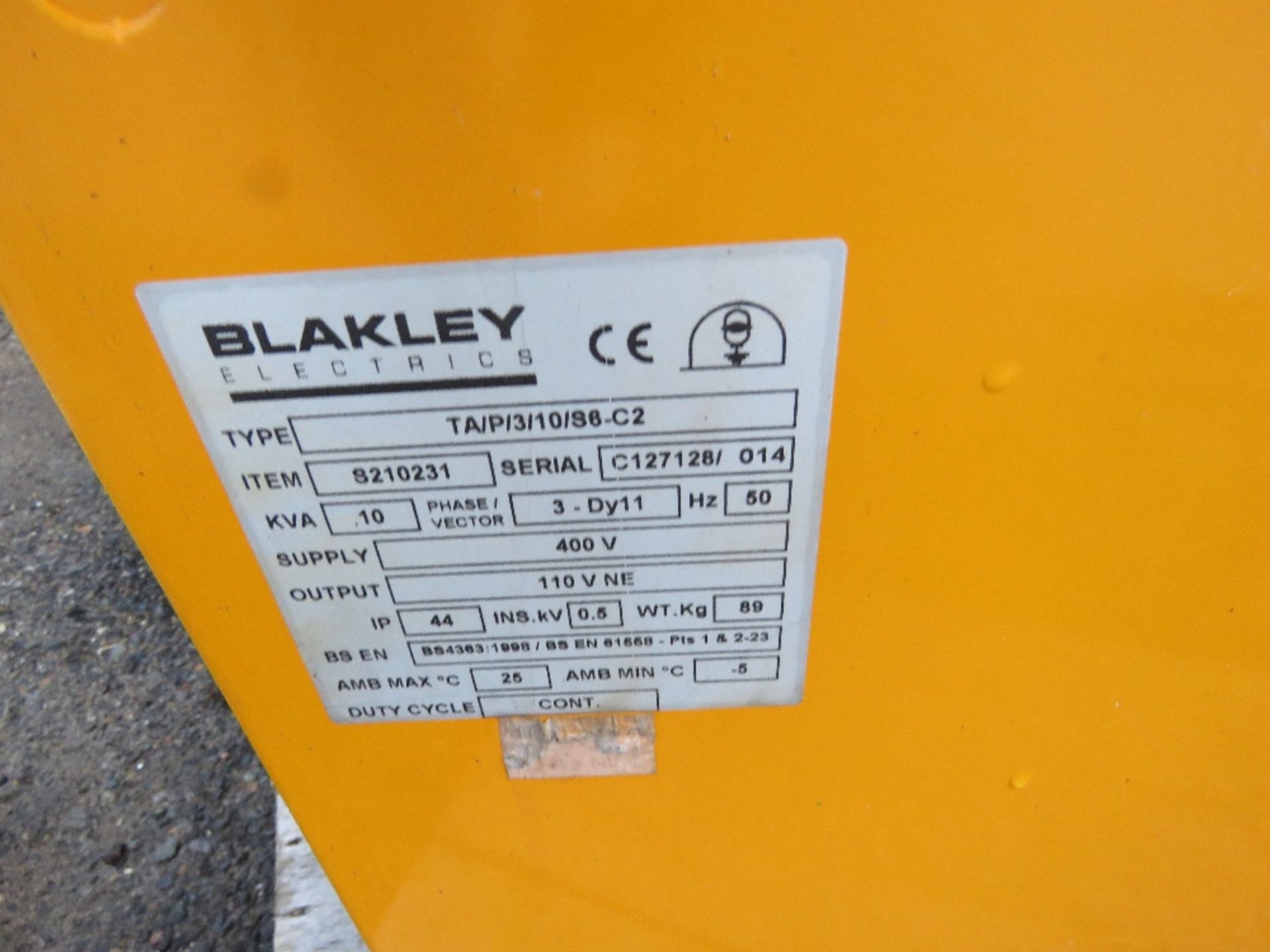 BLAKLEY 110VOLT SITE TRANSFORMER. THIS LOT IS SOLD UNDER THE AUCTIONEERS MARGIN SCHEME, THEREFOR - Image 4 of 4
