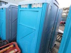 PORTABLE SITE TOILET WITH WASHBASIN AND URINAL CLEANED AND BLUE DETERGENT ADDED READY FOR USE. TH