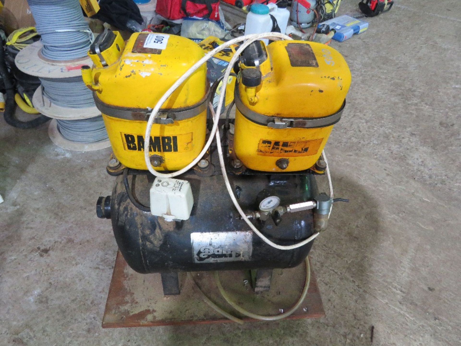 BAMBI TWIN MOTOR MINI COMPRESSOR, 240VOLT. THIS LOT IS SOLD UNDER THE AUCTIONEERS MARGIN SCHEME,