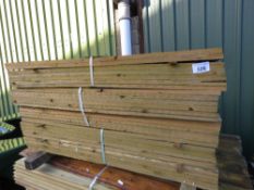 LARGE PACK OF TREATED FEATHER EDGE TIMBER CLADDING BOARDS 1.35M LENGTH X 100MM WIDTH APPROX.
