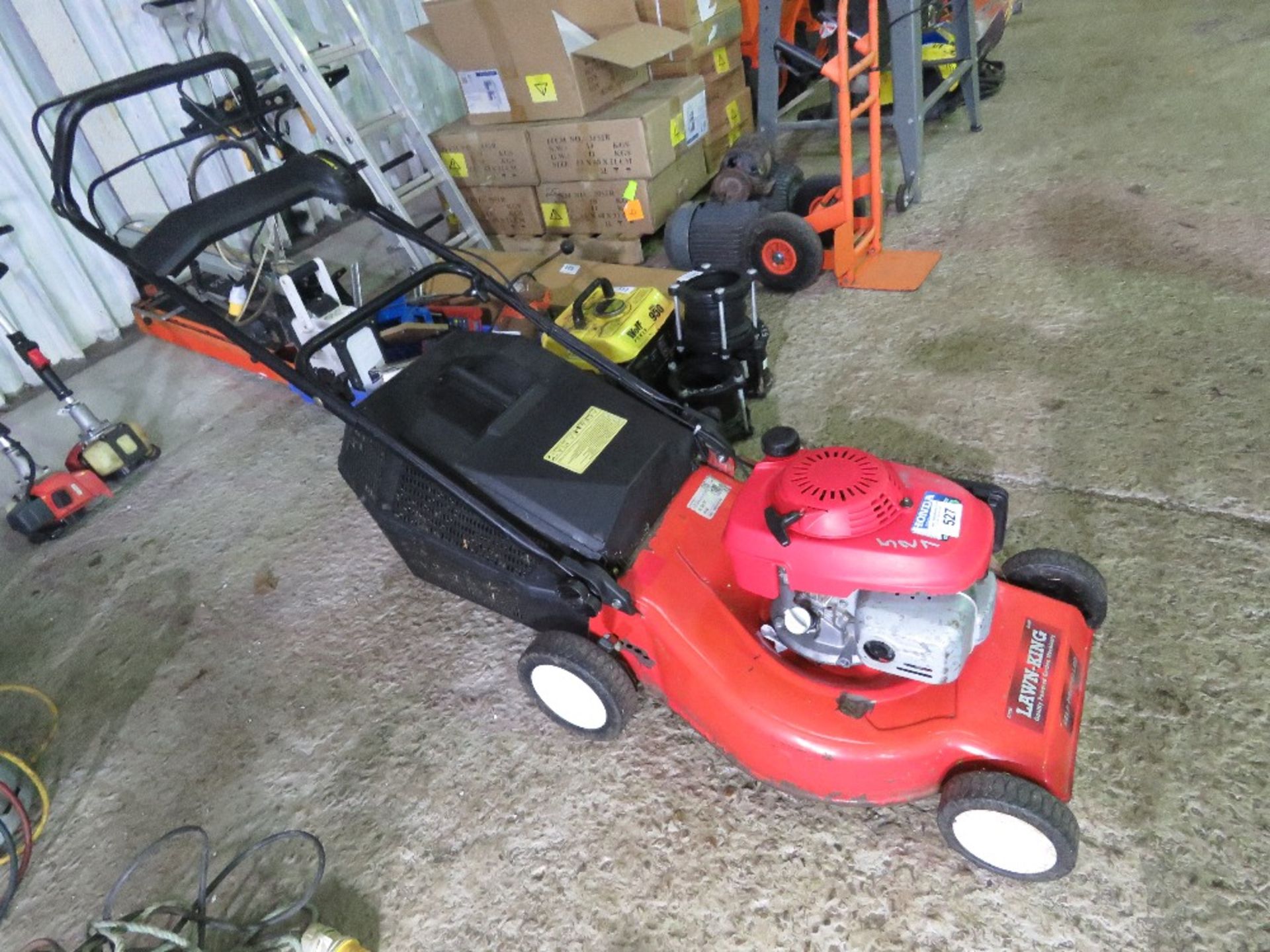 LAWNKING HONDA ENGINED MOWER WITH COLLECTOR. THIS LOT IS SOLD UNDER THE AUCTIONEERS MARGIN SCHEME