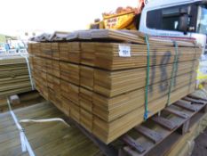 1 X PACK OF PRESSURE TREATED HIT AND MISS FENCE CLADDING BOARDS. 1.14M LENGTH X 100MM WIDTH APPROX.