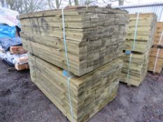 2 X PACKS OF TREATED FEATHER EDGE TIMBER CLADDING BOARDS 1.65M LENGTH X 100MM WIDTH APPROX.