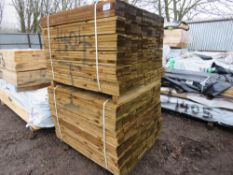 2 X PACKS OF TREATED FEATHER EDGE TIMBER CLADDING BOARDS 1.05M LENGTH X 100MM WIDTH APPROX.