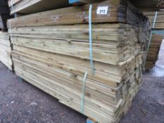 1 X LARGE PACK OF TREATED FEATHER EDGE TIMBER CLADDING BOARDS: 1.64M LENGTH X 100MM WIDTH APPROX.