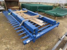2 X BLUE METAL SITE GATES PLUS 2 POSTS 1.45M HEIGHT @ 2.54M WIDE EACH APPROX.