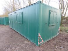 SECURE WELFARE CABIN, 32FT LENGTH X 10FT WIDTH APPROX WITH GENERATOR. ACCOMODATION COMPRISES OFFICE,