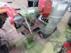 STEFANI 3 PHASE POWERED PEDESTAL GRINDER/POLISHER UNIT WITH EXTRACTION HOODS. FROM WORKSHOP WHERE O