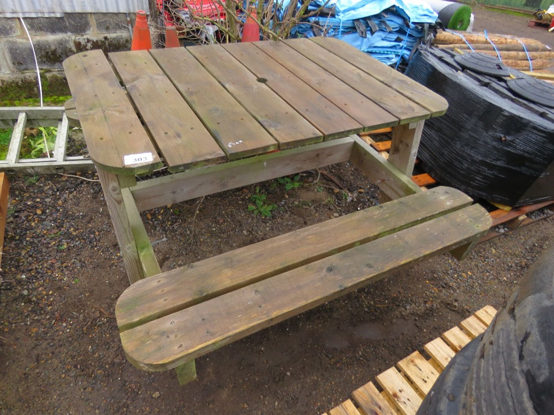 LARGE PICNIC BENCH. THIS LOT IS SOLD UNDER THE AUCTIONEERS MARGIN SCHEME, THEREFORE NO VAT WILL