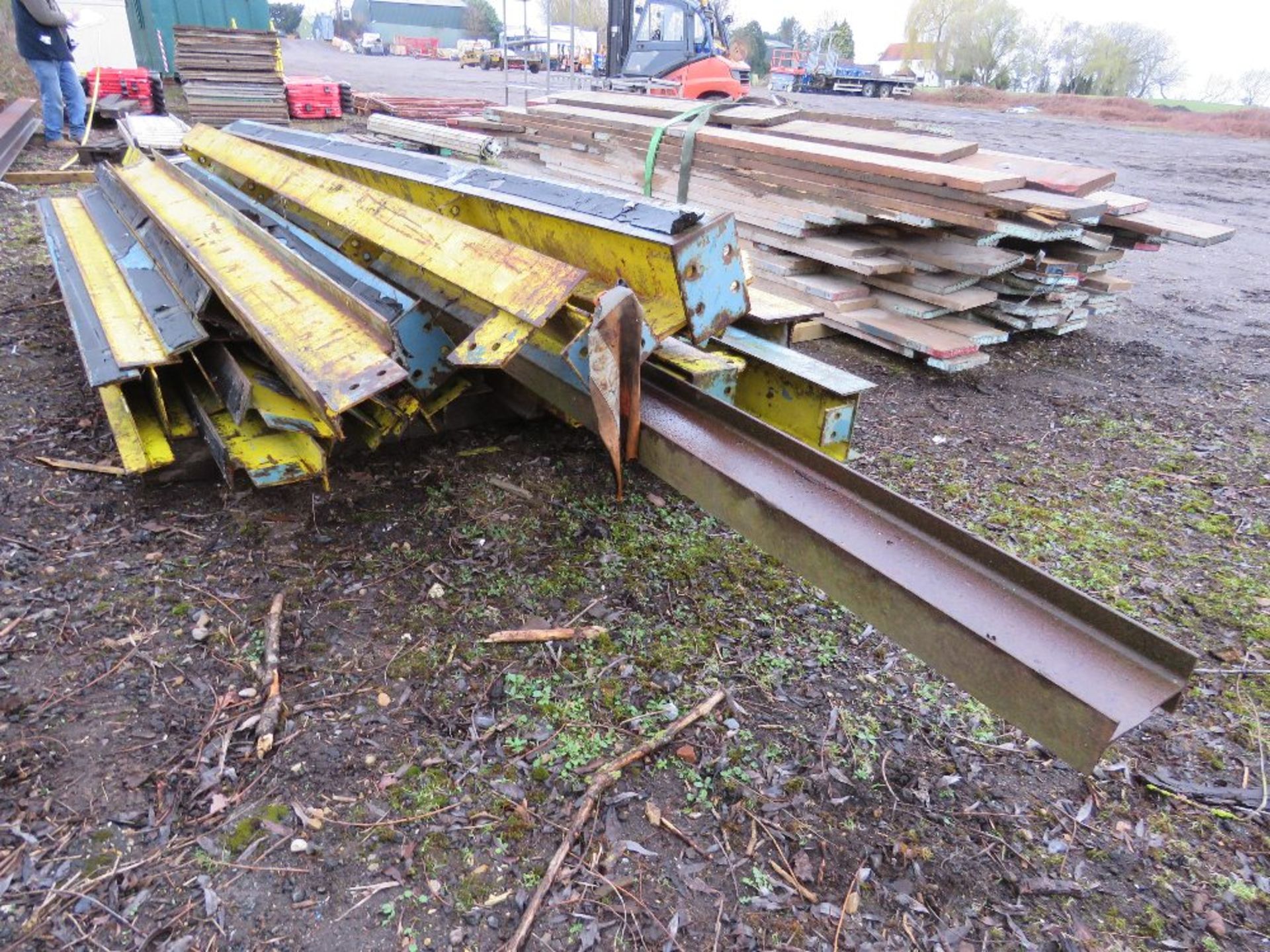 STACK OF YELLOW HEAVY DUTY RSJ STEEL LINTELS, MAINLY 2.9M - 4.8M LENGTH APPROX. - Image 3 of 7